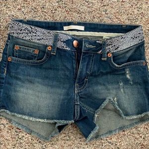 Maje Embellished “Belt” Denim Shorts